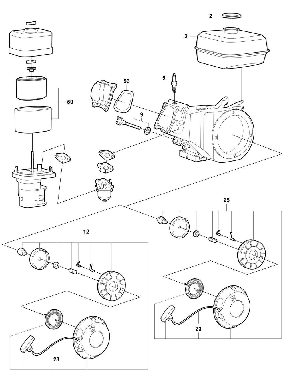 Engine-Honda GX 200 UT SM-12 OH Assembly Parts For LG 204 By Husqvarna