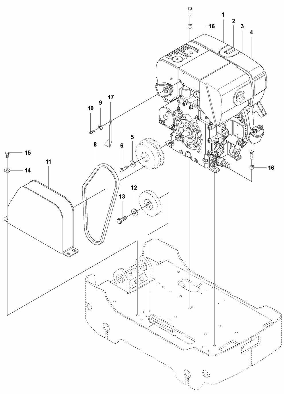 Engine Installation-Hatz Assembly Parts For LG 204 By Husqvarna