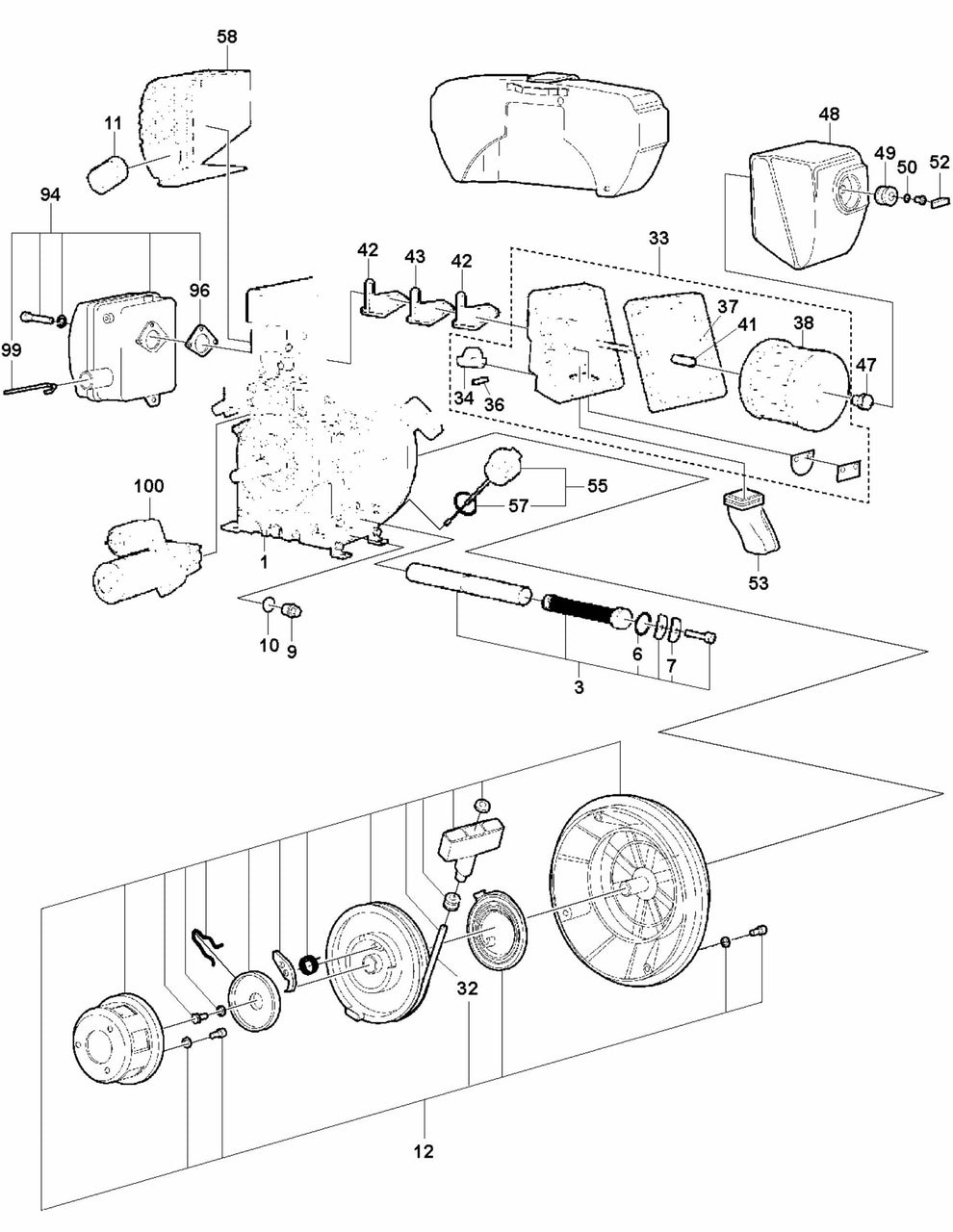 Engine - Hatz 1B30 - Electric Start Assembly Parts For LG 300 By Husqvarna