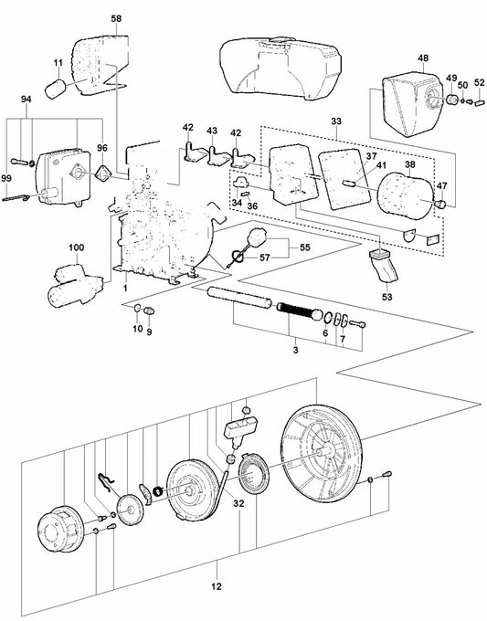 Engine - Hatz 1B30 - Electric Start - EPA Assembly Parts For LG 300 By Husqvarna