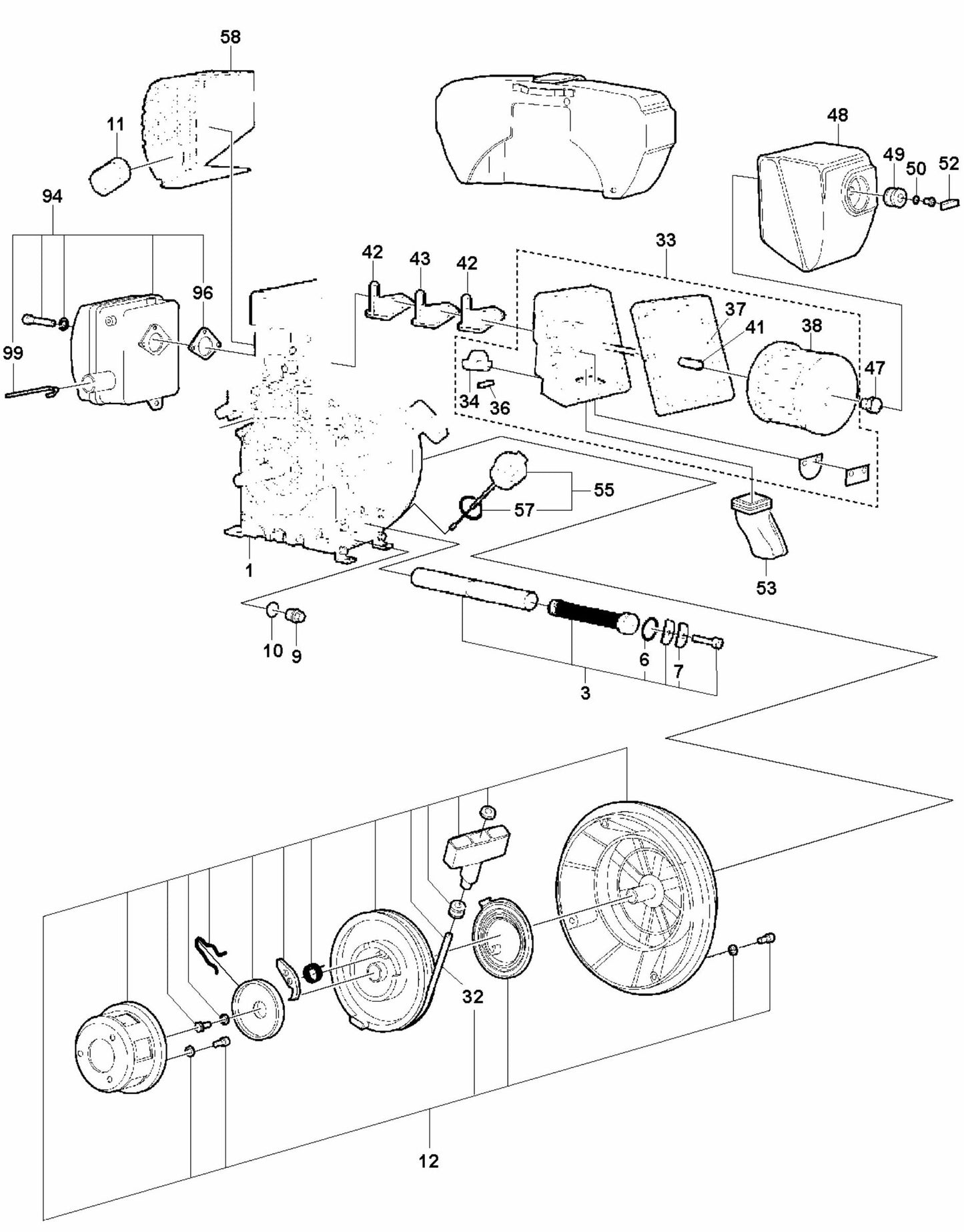 Engine - Hatz 1B30 - Manual Start Assembly Parts For LG 300 By Husqvarna