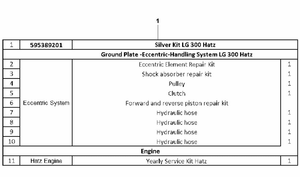 Silver Kit -  Hatz Assembly Parts For LG 300 By Husqvarna
