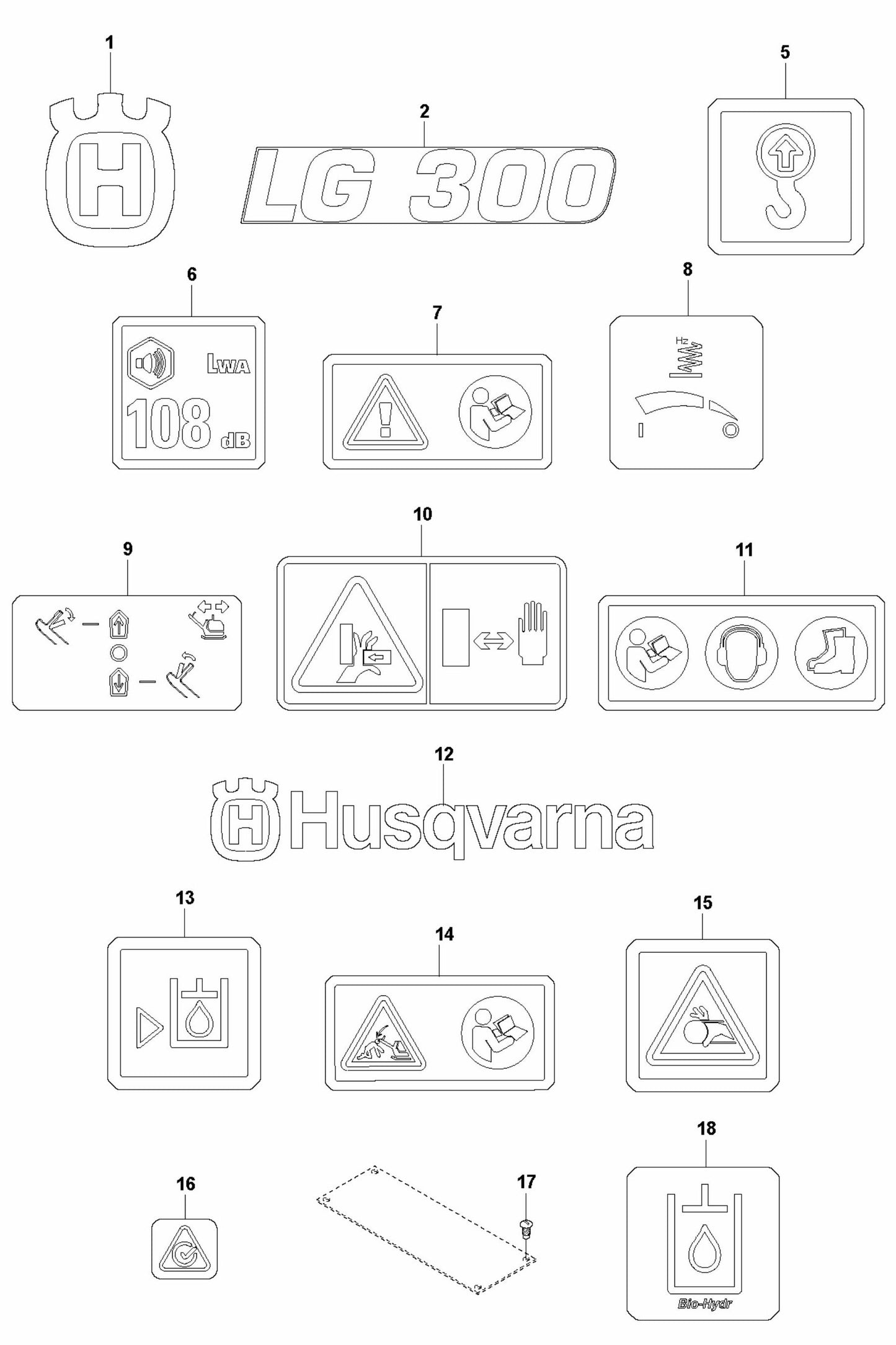 Decals - Honda Assembly Parts For LG 300 By Husqvarna