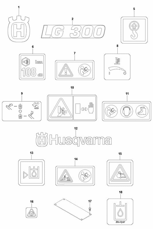 Decals - Honda Assembly Parts For LG 300 By Husqvarna