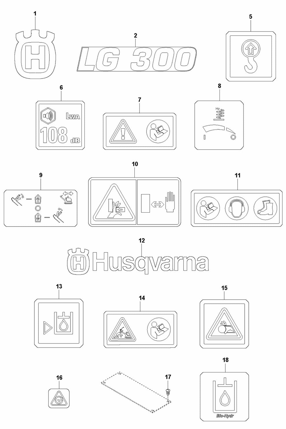 Decals - Honda Assembly Parts For LG 300 By Husqvarna