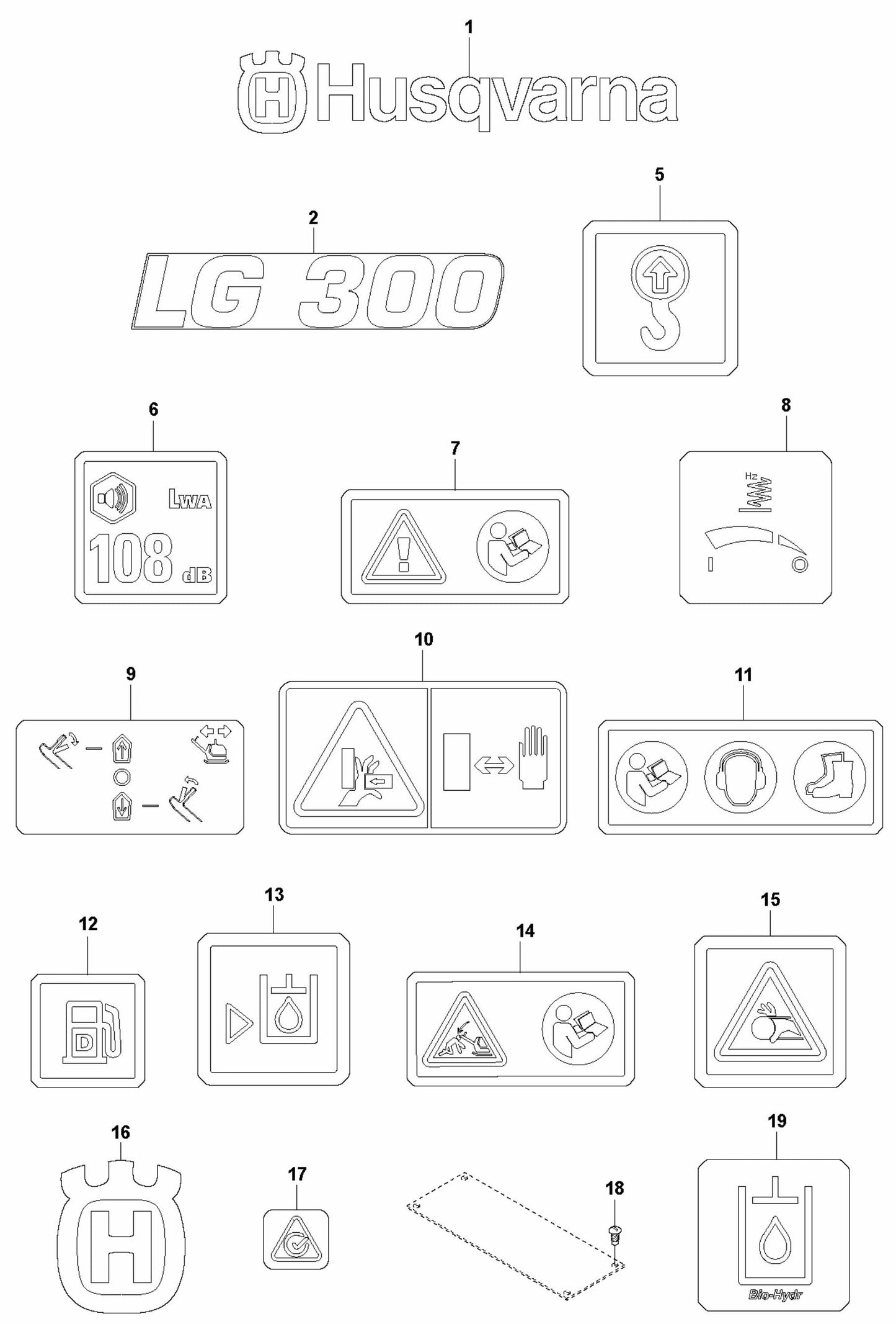 Decals - Hatz Assembly Parts For LG 300 By Husqvarna