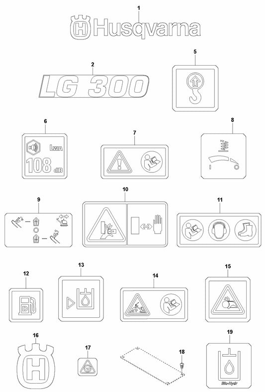 Decals - Hatz Assembly Parts For LG 300 By Husqvarna