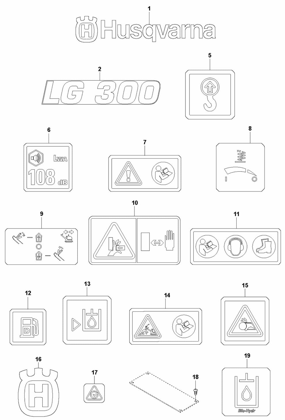 Decals - Hatz Assembly Parts For LG 300 By Husqvarna