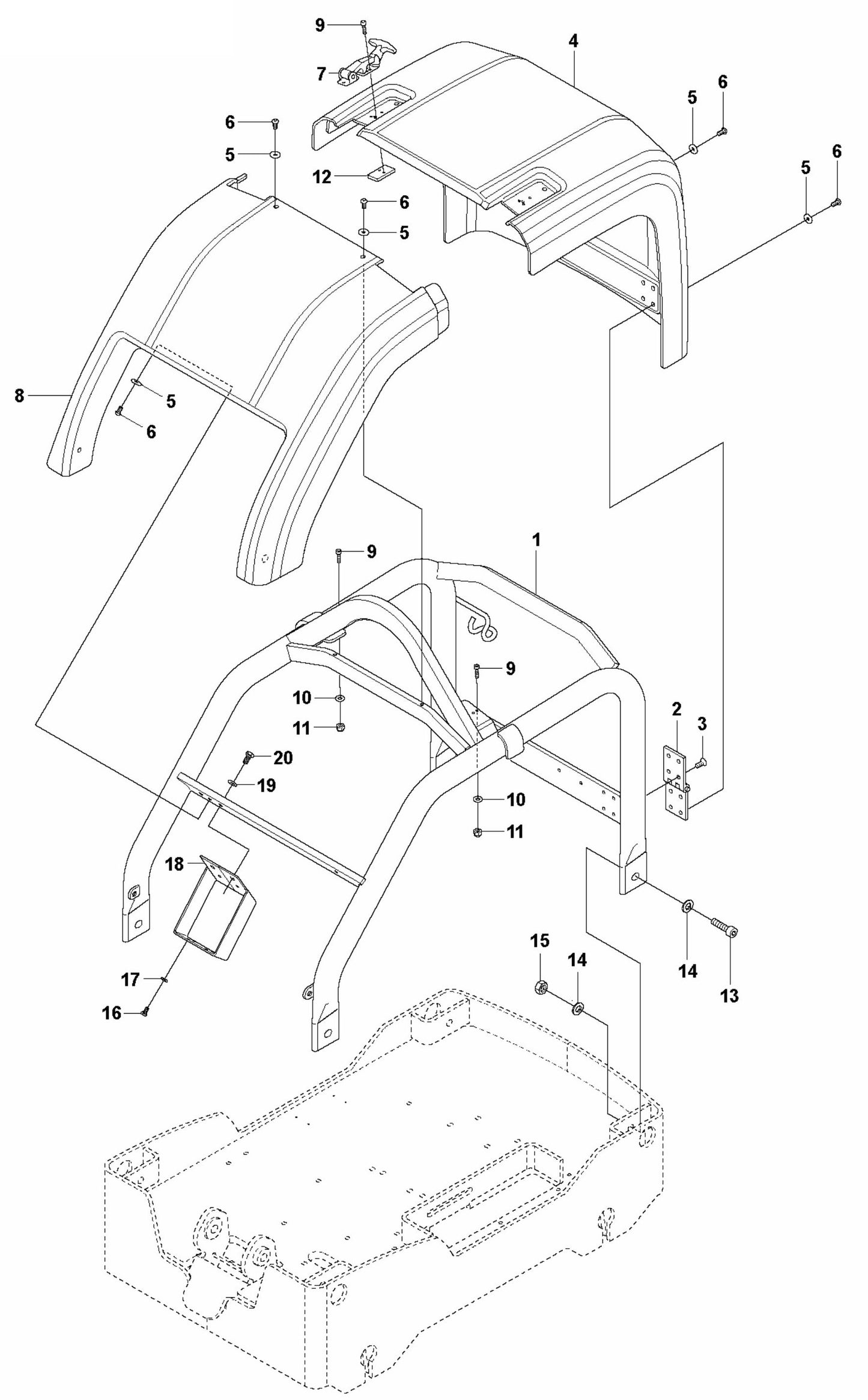 Frame And Hoods Assembly Parts For LG400 By Husqvarna