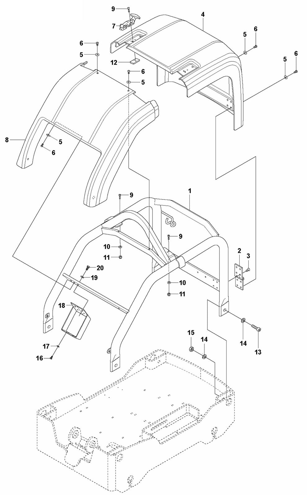 Frame And Hoods Assembly Parts For LG400 By Husqvarna