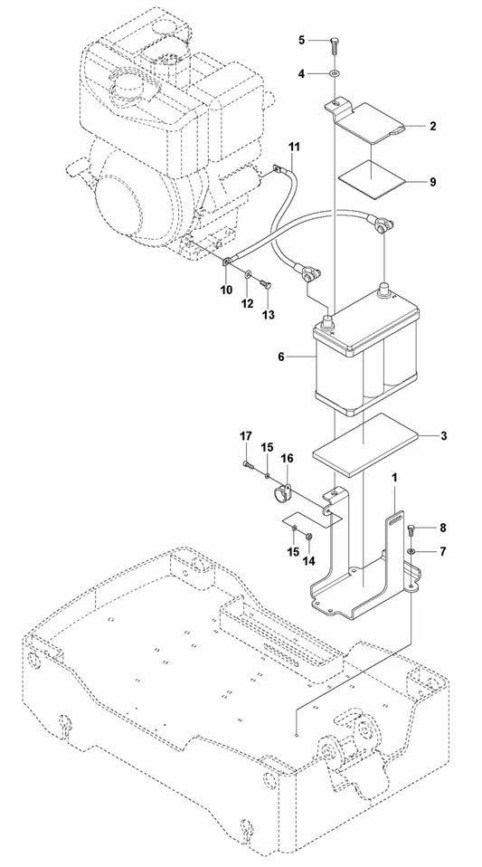 Battery Installation Assembly Parts For LG400 By Husqvarna