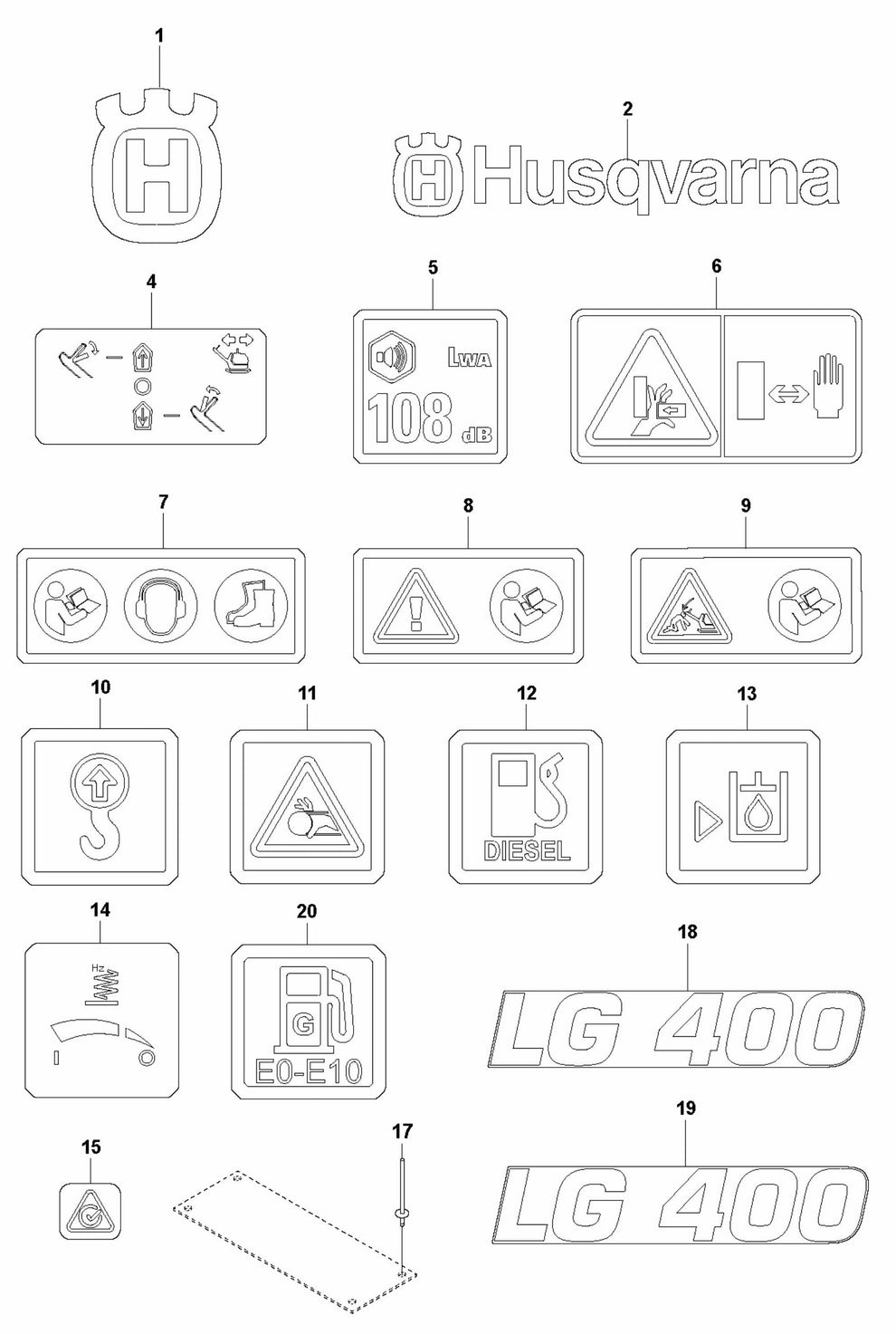 Decals Assembly Parts For LG 400 By Husqvarna