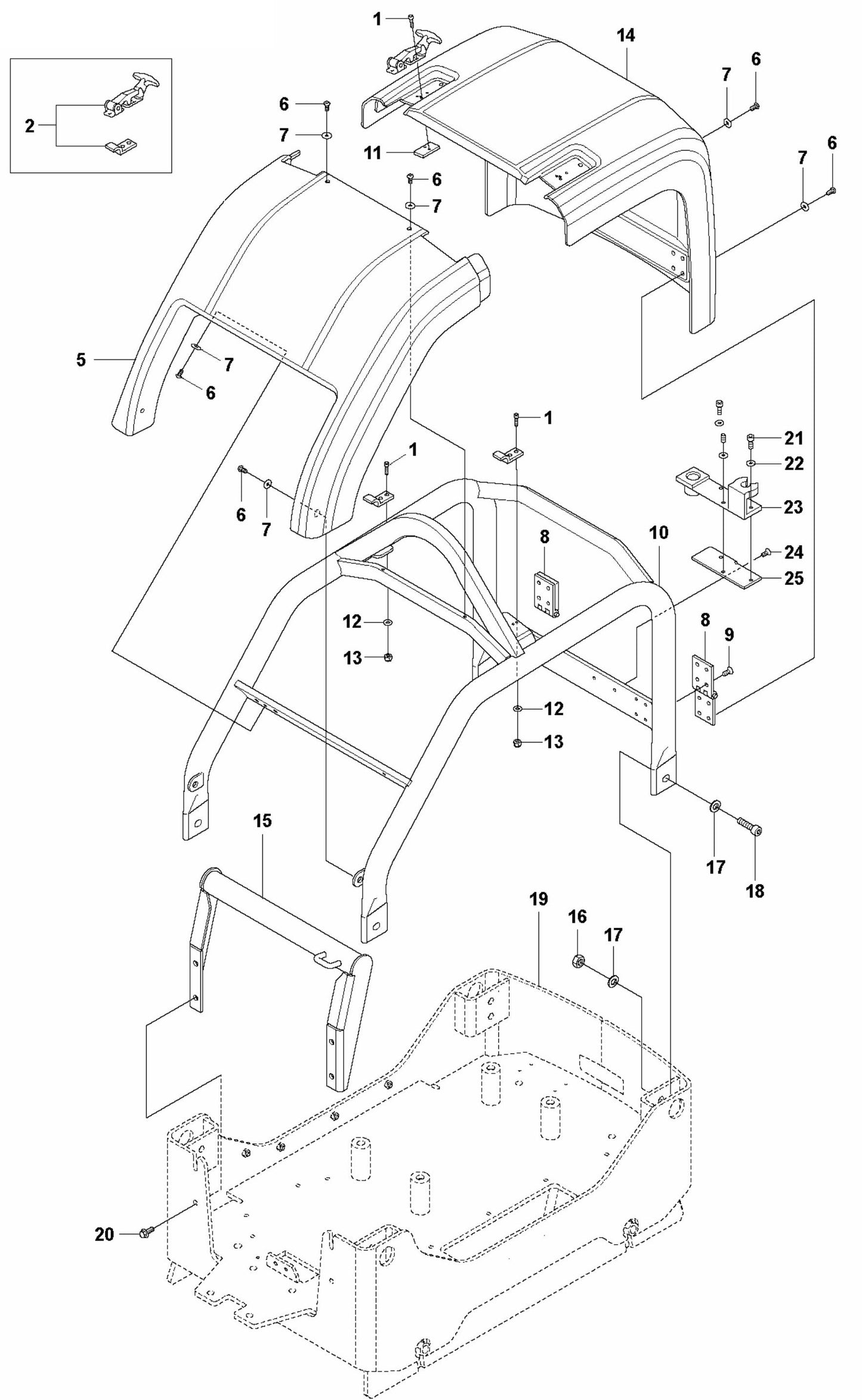 Frame And Hoods Assembly Parts For LG 504 Reversible Plate Compactor By Husqvarna
