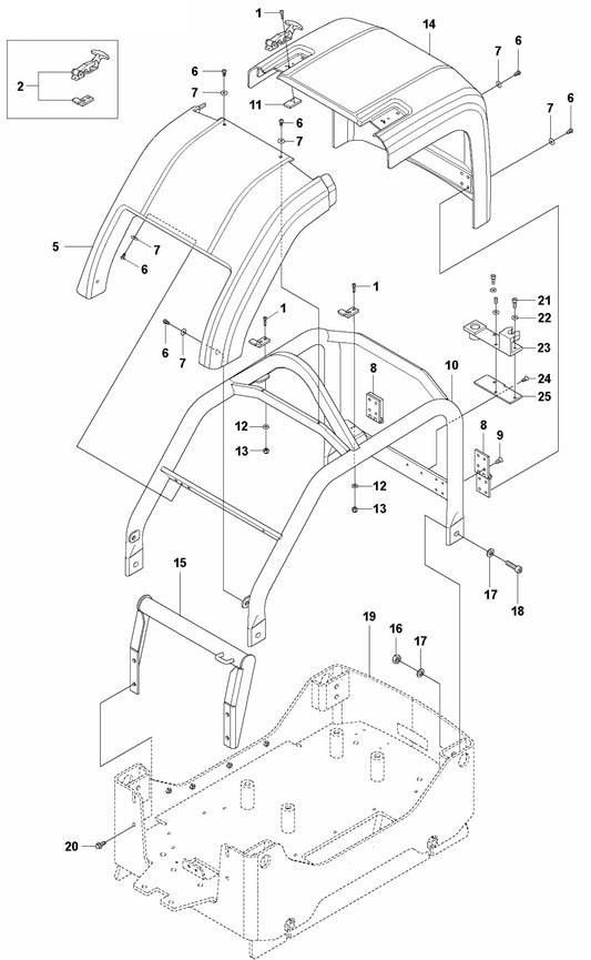 Frame And Hoods Assembly Parts For LG 504 Reversible Plate Compactor By Husqvarna