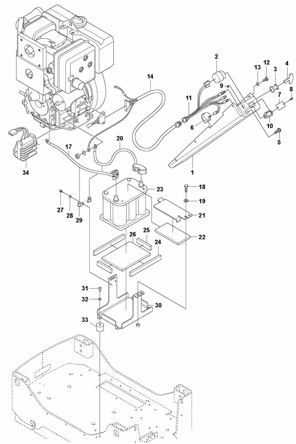 Electrical Assembly Parts For LG 504 Reversible Plate Compactor By Husqvarna