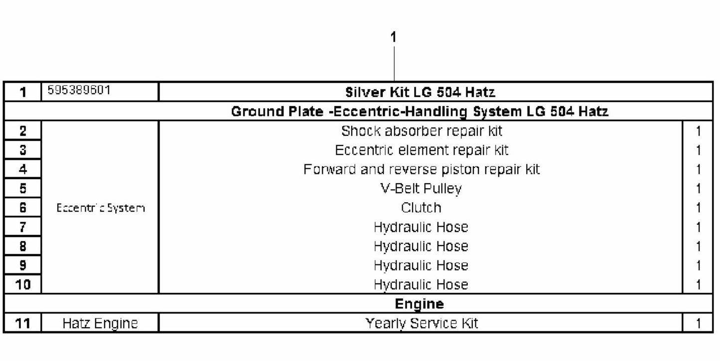 Silver Kit Assembly Parts For LG 504 Reversible Plate Compactor By Husqvarna