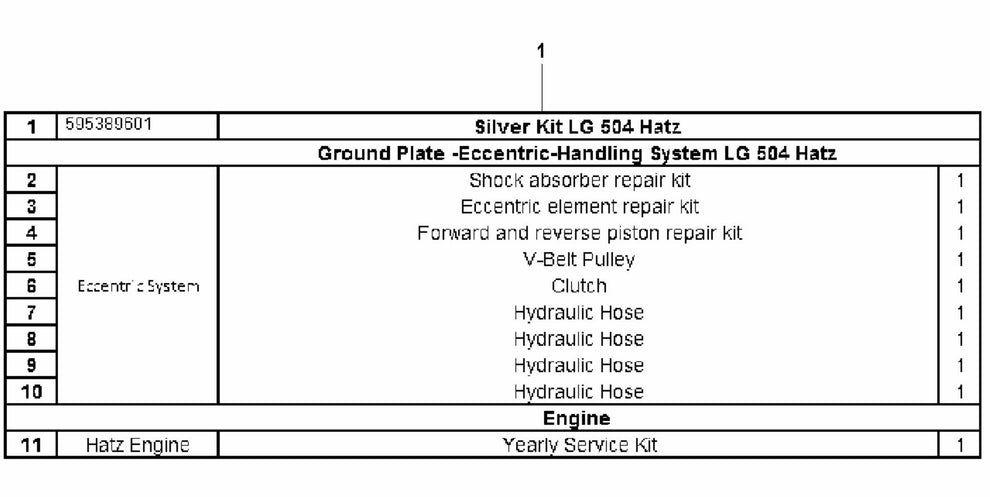 Silver Kit Assembly Parts For LG 504 Reversible Plate Compactor By Husqvarna