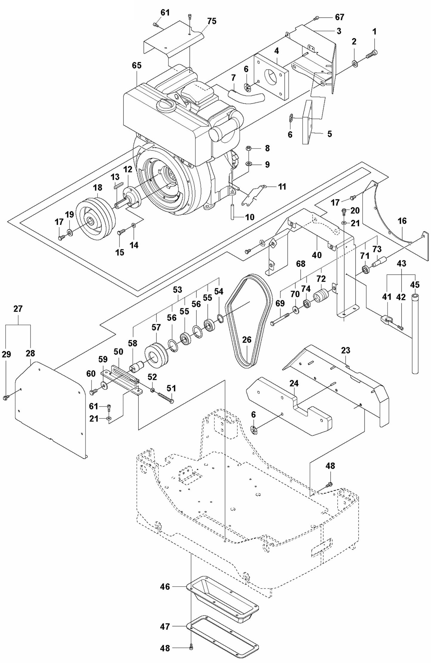 Engine Installation Assembly Parts For LG 504 Reversible Plate Compactor By Husqvarna
