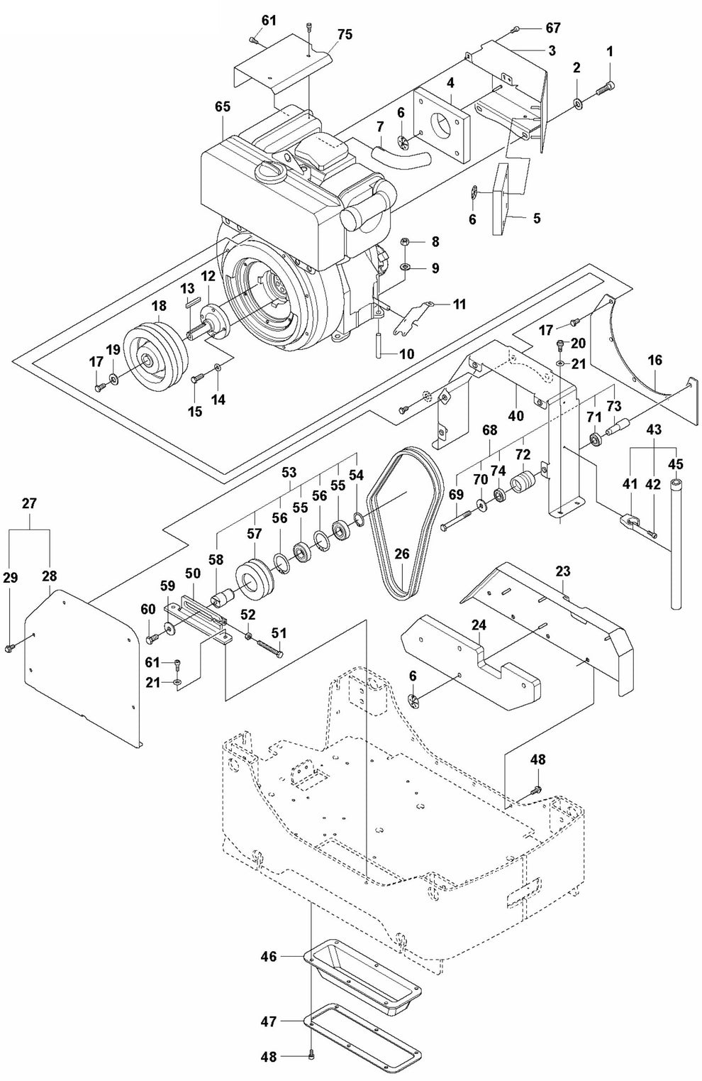 Engine Installation Assembly Parts For LG 504 Reversible Plate Compactor By Husqvarna