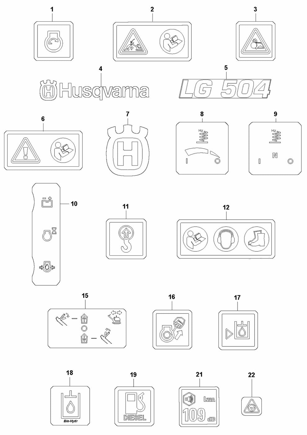 Decals Assembly Parts For LG 504 Reversible Plate Compactor By Husqvarna