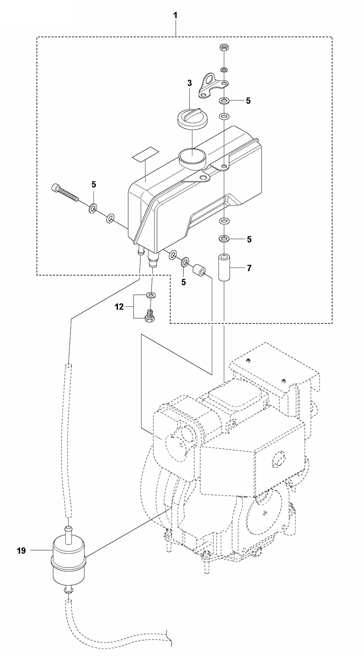 Fuel Tank Assembly Parts For LG 504 Reversible Plate Compactor By Husqvarna
