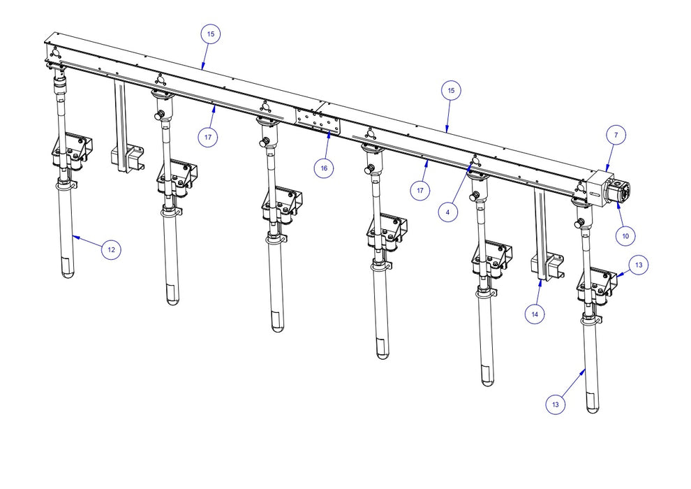 TRTP275 Triple Roller Tube Pavers LH Rack-6 Bank Assembly Parts by Allen Engineering