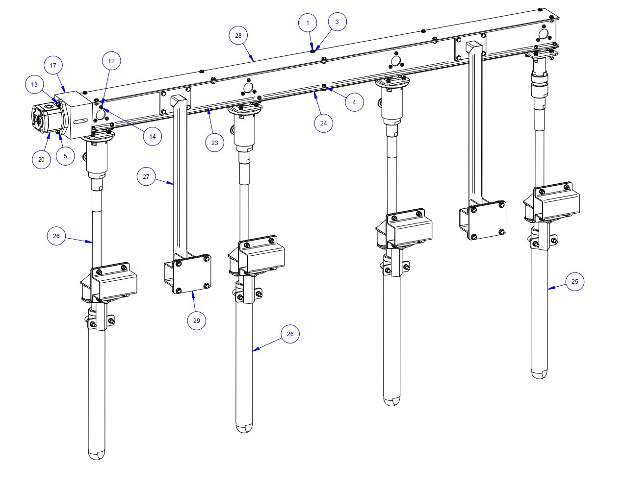 TRTP275 Triple Roller Tube Pavers LH Rack Assembly-1 Parts by Allen Engineering