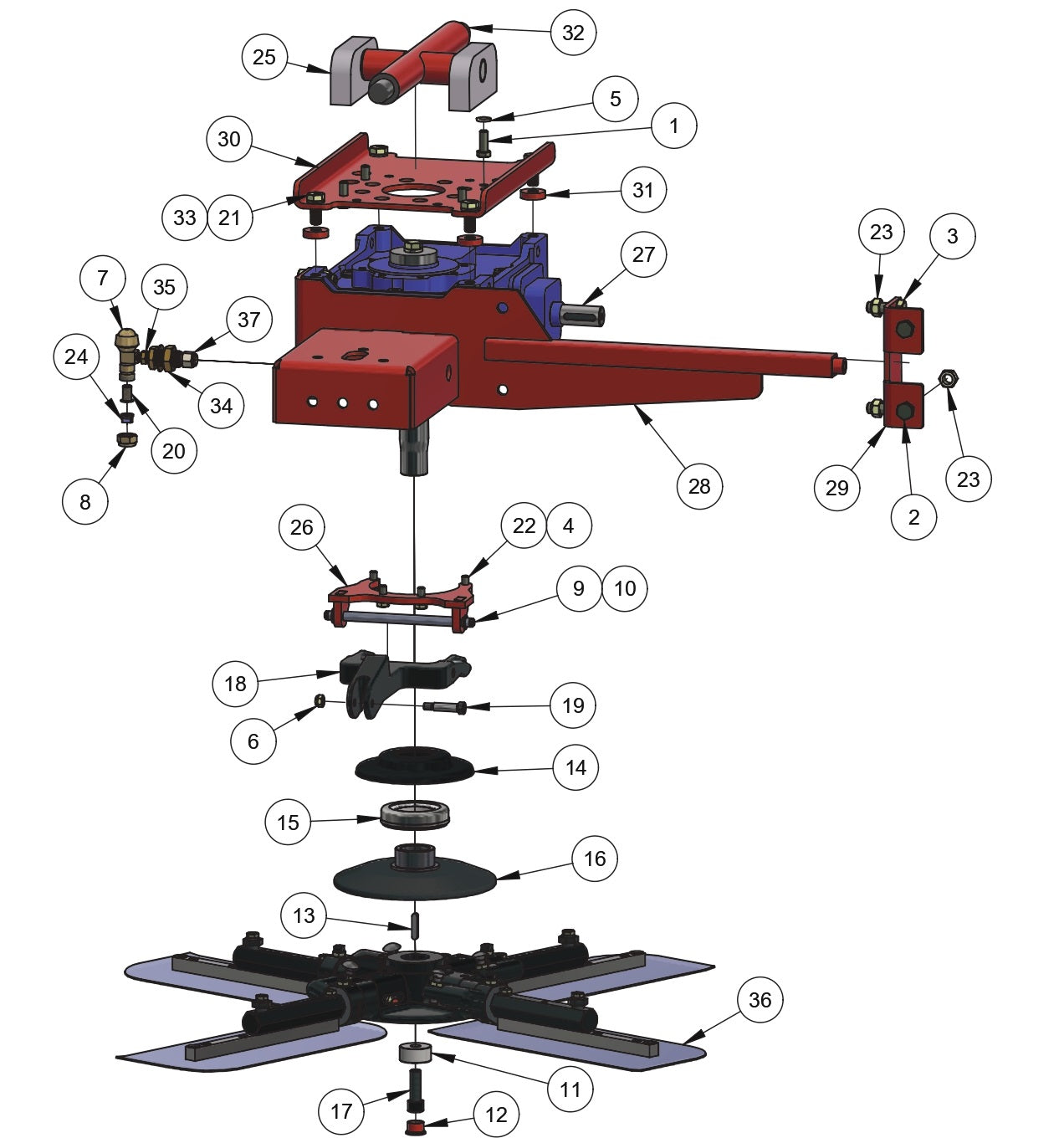 RP235 Polishing Trowels Rotor Assembly - Right Hand Assembly Parts by Allen Engineering