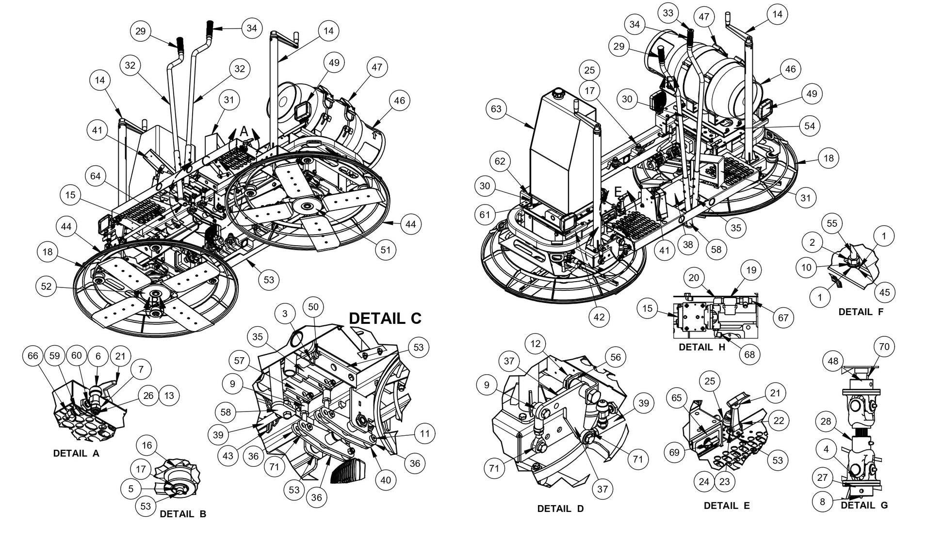 RP235 Polishing Trowels Lower Unit Assembly Parts by Allen Engineering