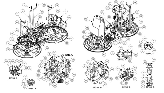 RP235 Polishing Trowels Lower Unit Assembly Parts by Allen Engineering
