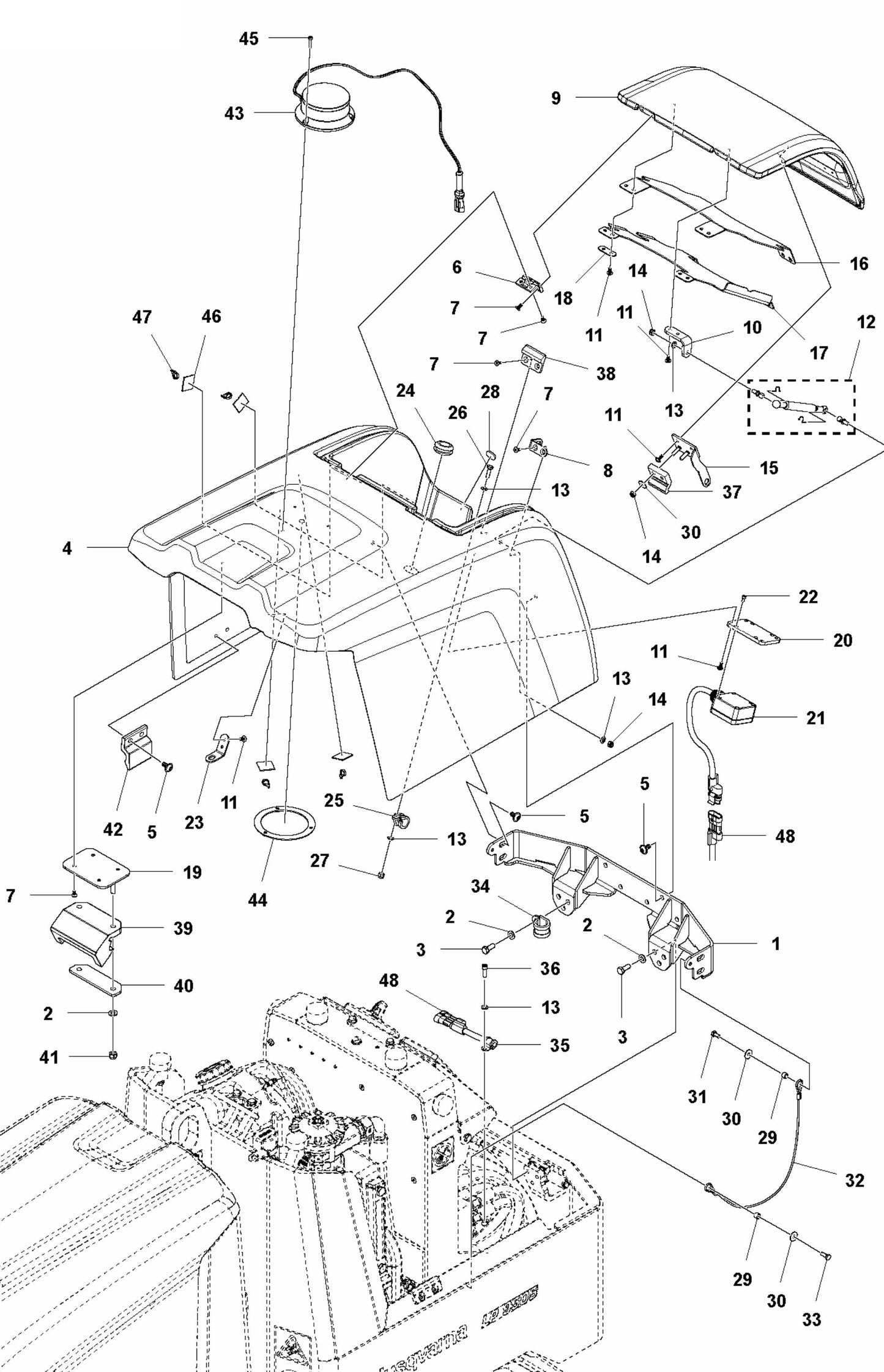 Cover-Rear Assembly Parts For LP 9505 Trench Roller By Husqvarna