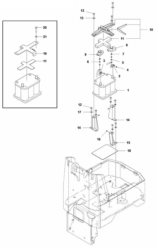Battery - Battery Installation Assembly Parts For LP 9505 Trench Roller By Husqvarna