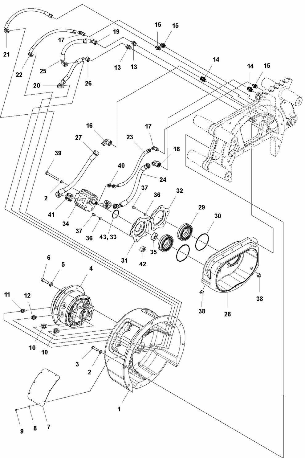 Motor Housing- Rear, Right Hand Assembly Parts For LP 9505 Trench Roller By Husqvarna