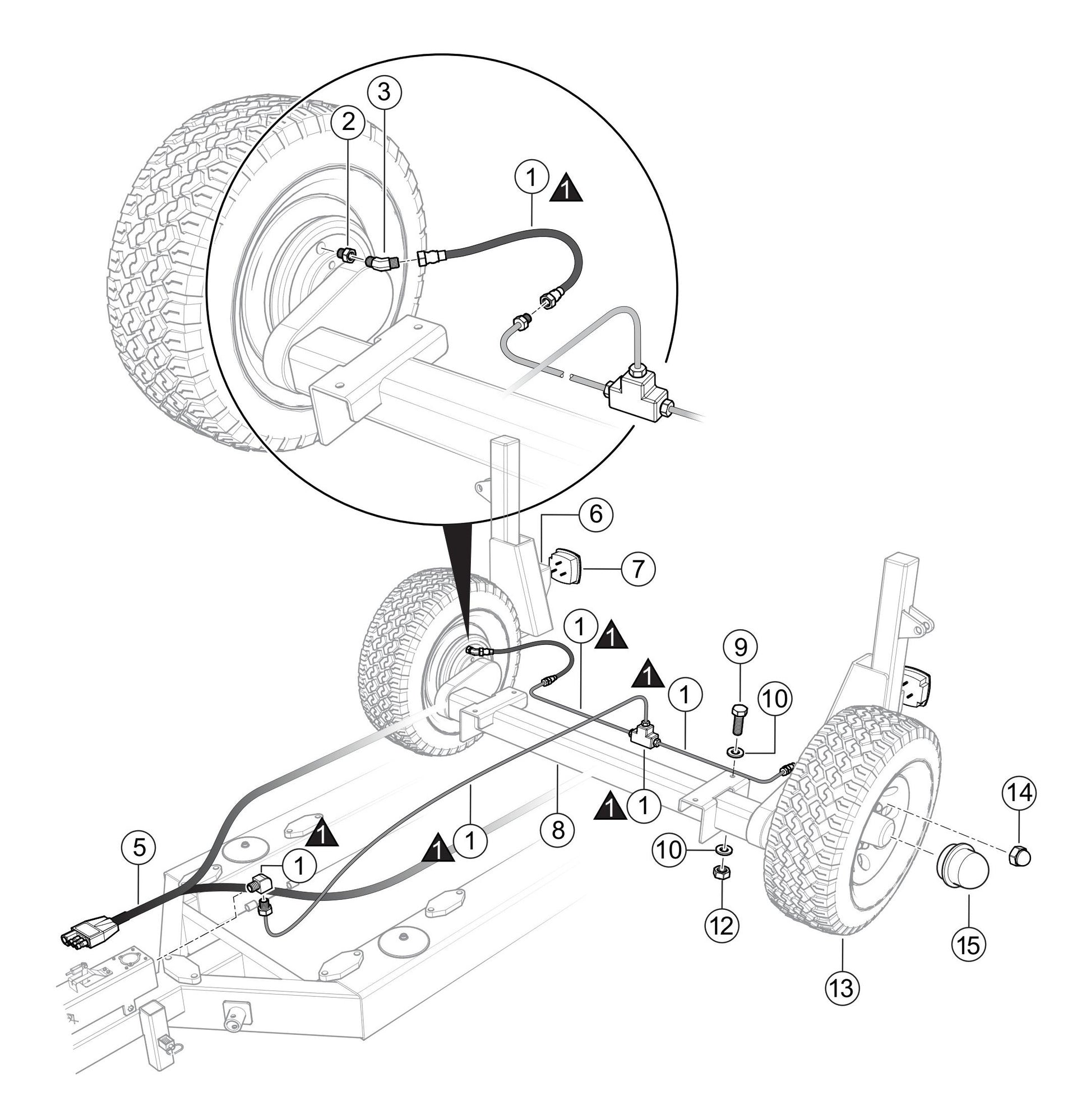 LS600P Axle/Brake Line and Light Assembly Parts