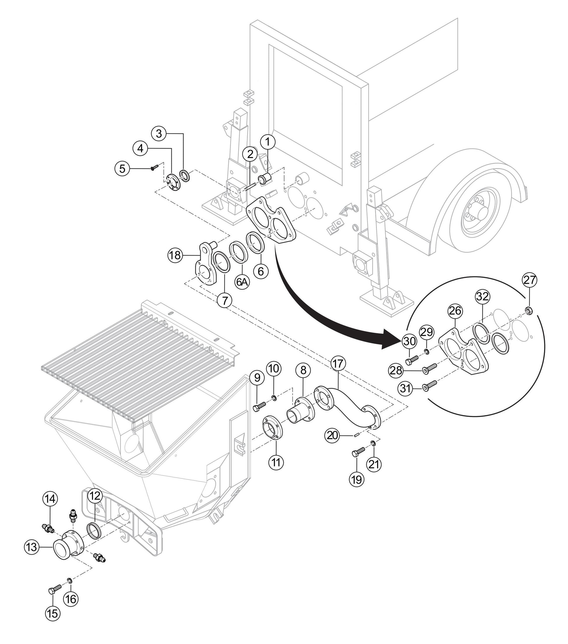 LS600P Hopper Interior Assembly Parts