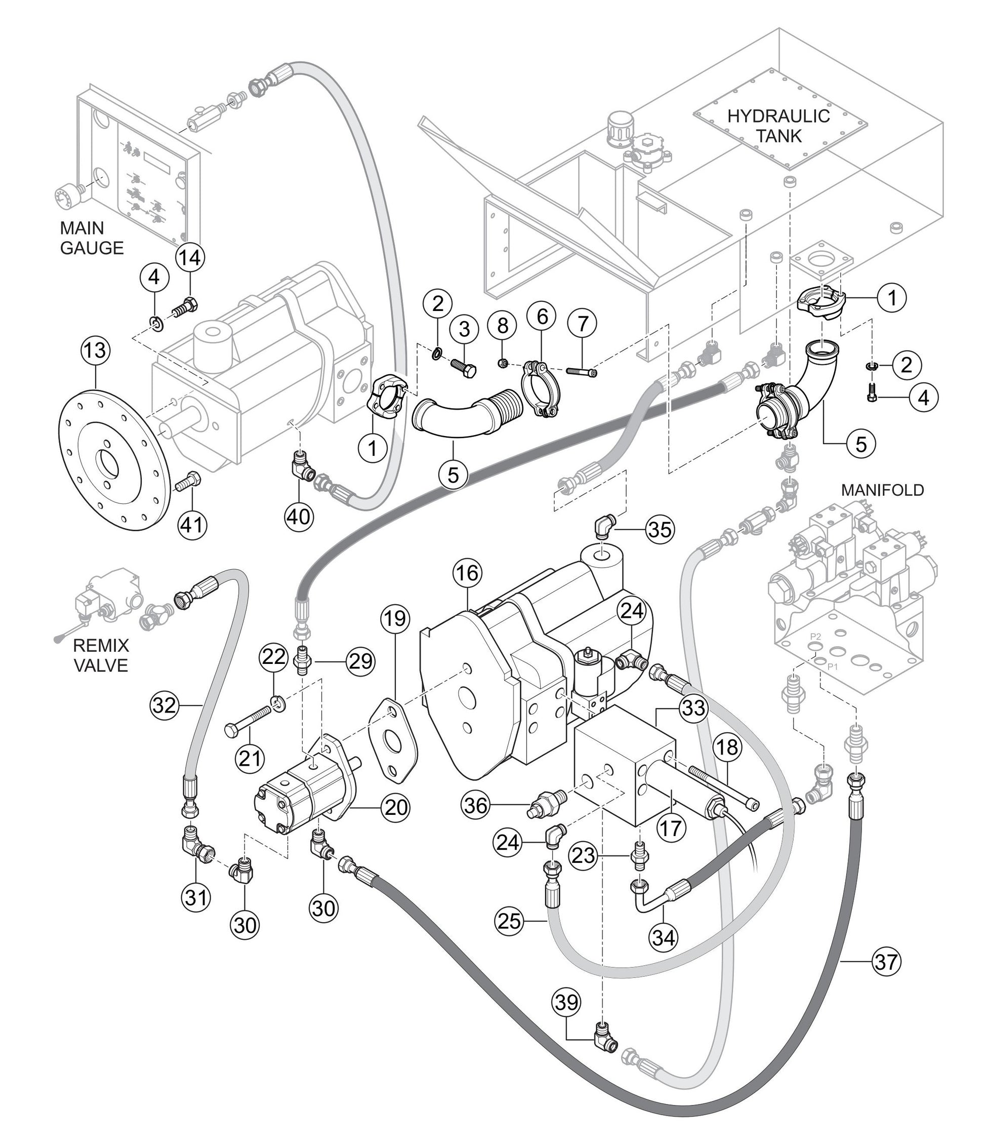 LS600P Hydraulic Pump Assembly Parts