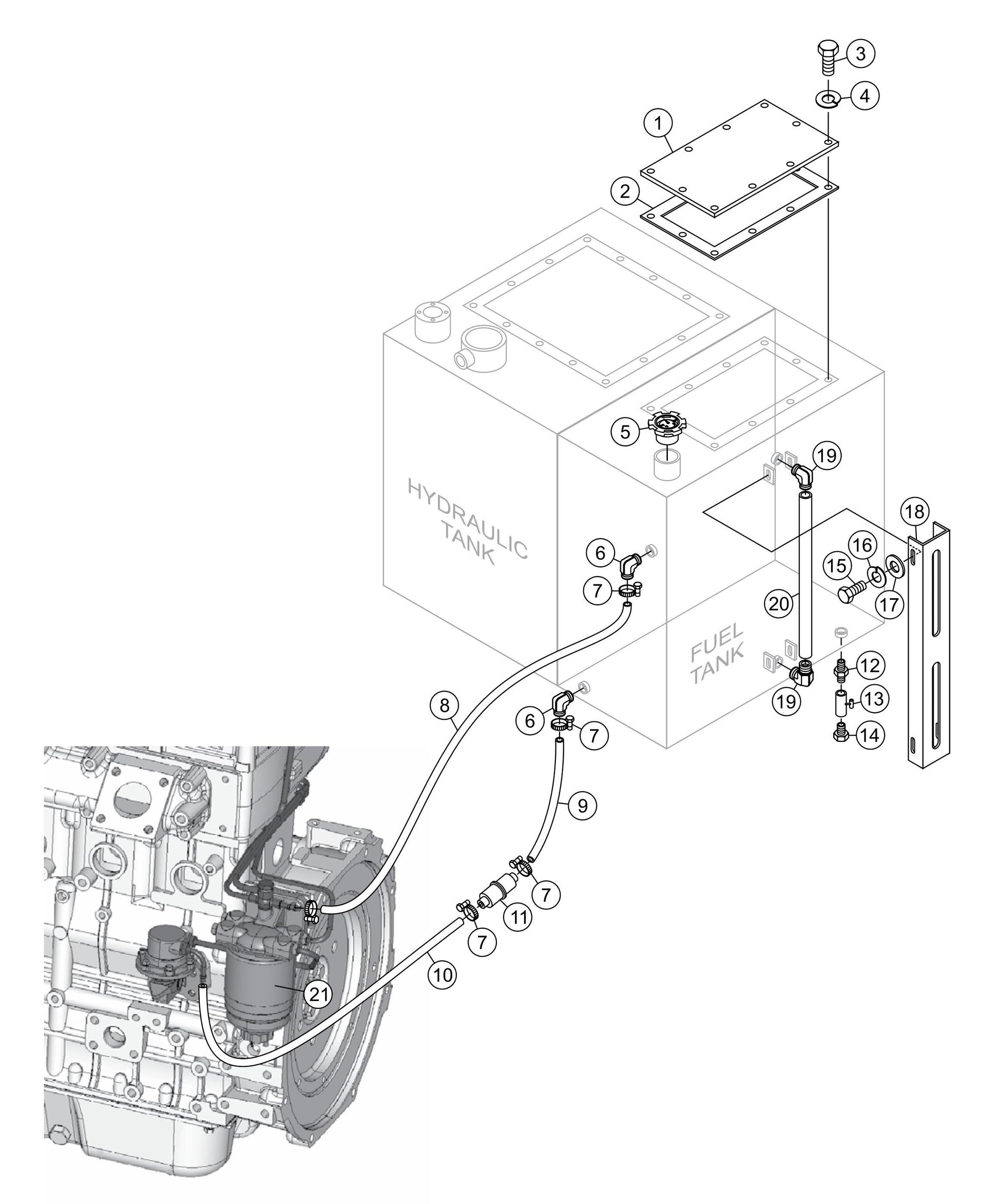 LS300 Fuel Tank/Water Separator Assembly Parts