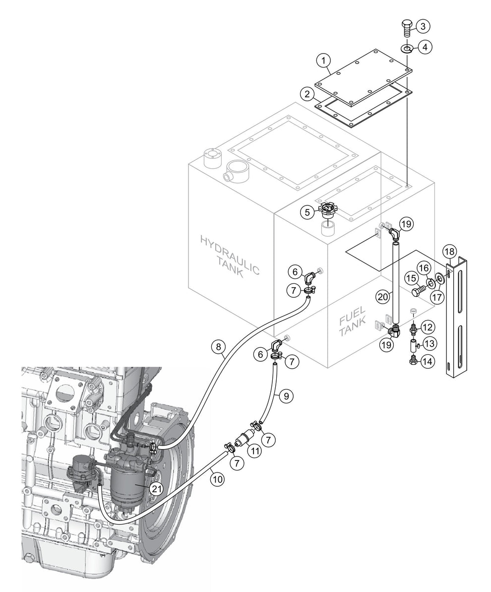 LS300 Fuel Tank/Water Separator Assembly Parts