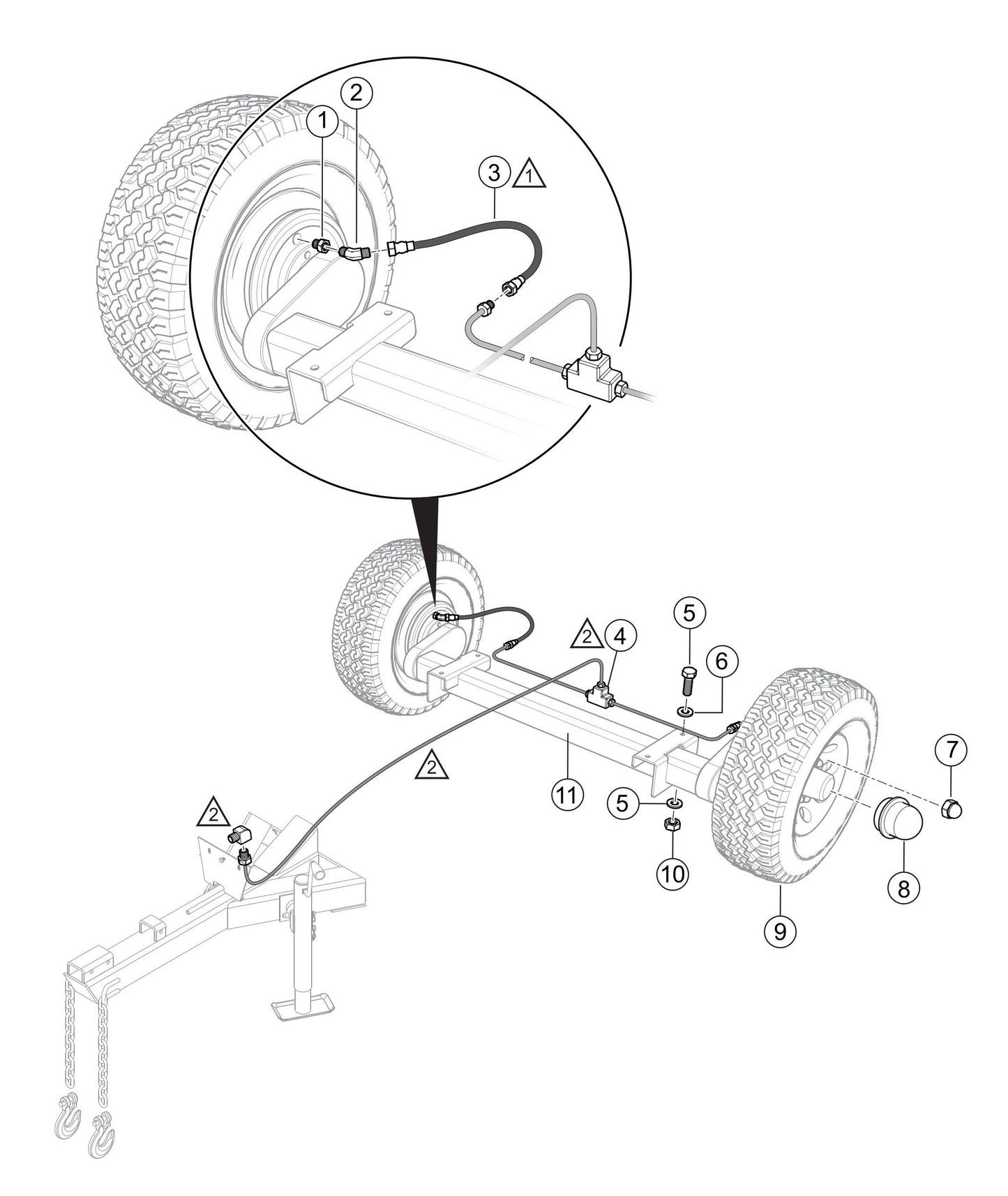 LS300P Axle/Brake Line Assembly Parts
