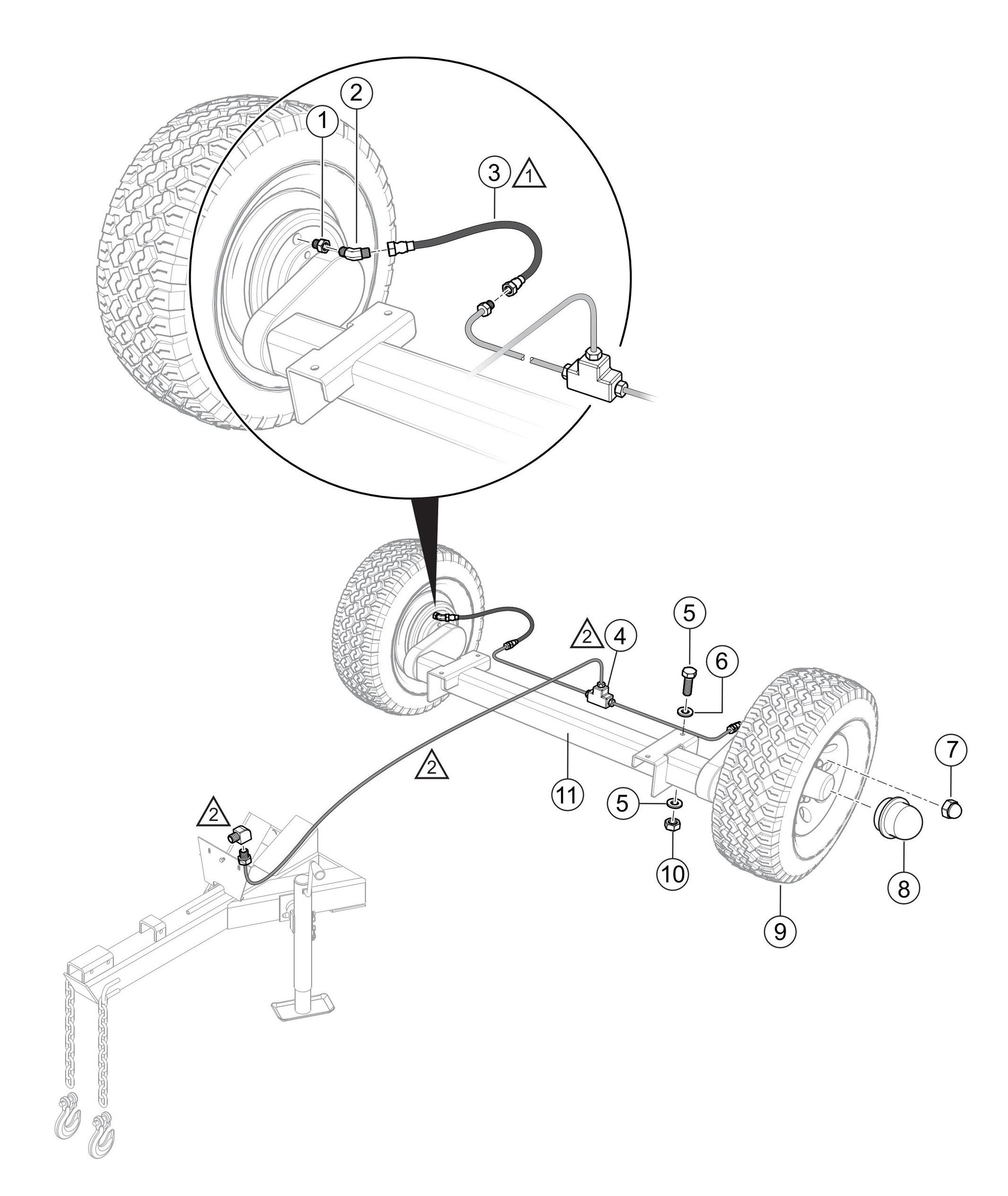 LS300P Axle/Brake Line Assembly Parts