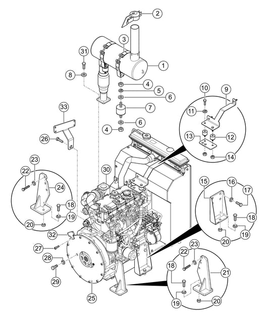 LS300P Engine Mounting Exhaust Assembly Parts