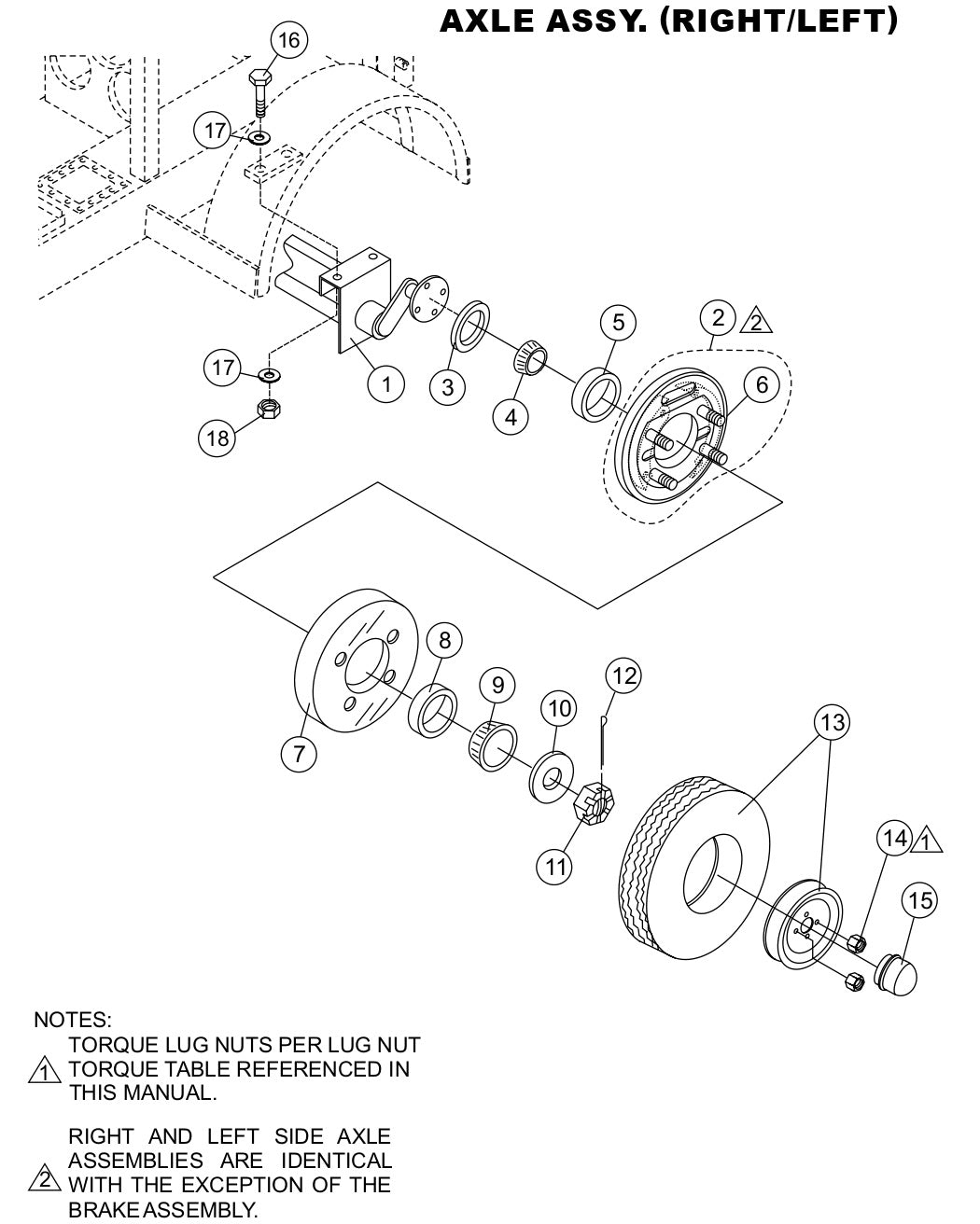 Axle Assembly Right/Left Parts-LS-40,  LS-40TD,  LS-50TD DEUTZ F4L2011, BF4L2011 Diesel Engine