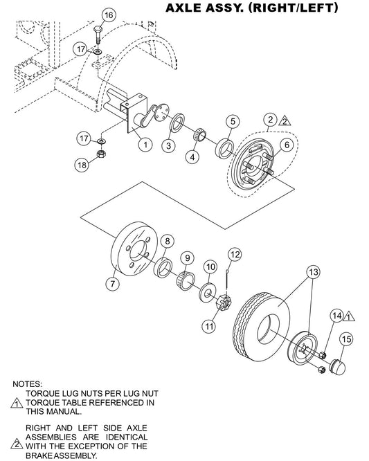 Axle Assembly Right/Left Parts-LS-40,  LS-40TD,  LS-50TD DEUTZ F4L2011, BF4L2011 Diesel Engine