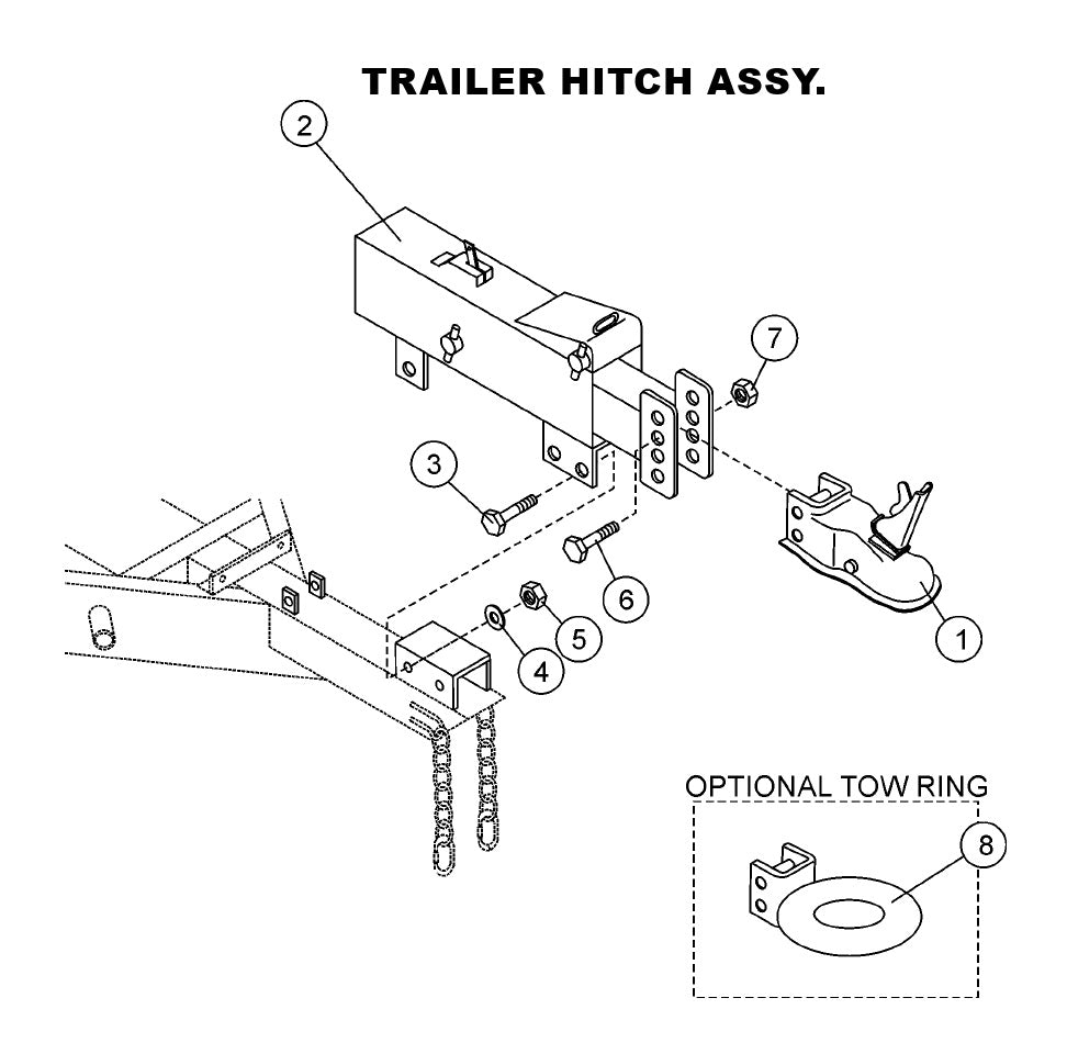 Trailer Hitch Assembly Parts-LS-40,  LS-40TD,  LS-50TD DEUTZ F4L2011, BF4L2011 Diesel Engine