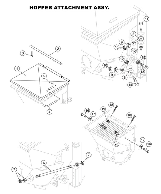 Hopper Attachment Assembly Parts-LS-40,  LS-40TD,  LS-50TD DEUTZ F4L2011, BF4L2011 Diesel Engine