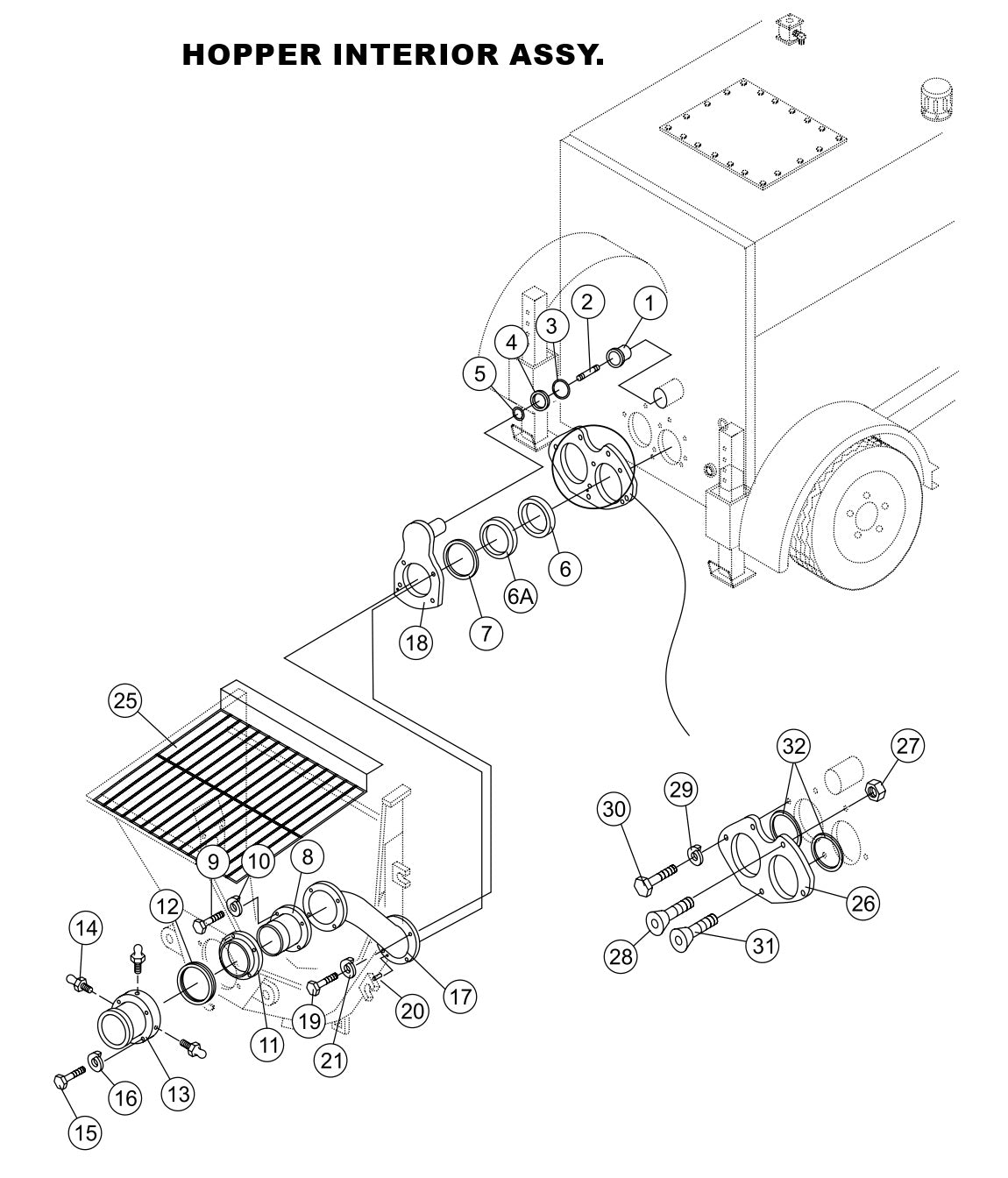 Hopper Interior Assembly Parts-LS-40,  LS-40TD,  LS-50TD DEUTZ F4L2011, BF4L2011 Diesel Engine