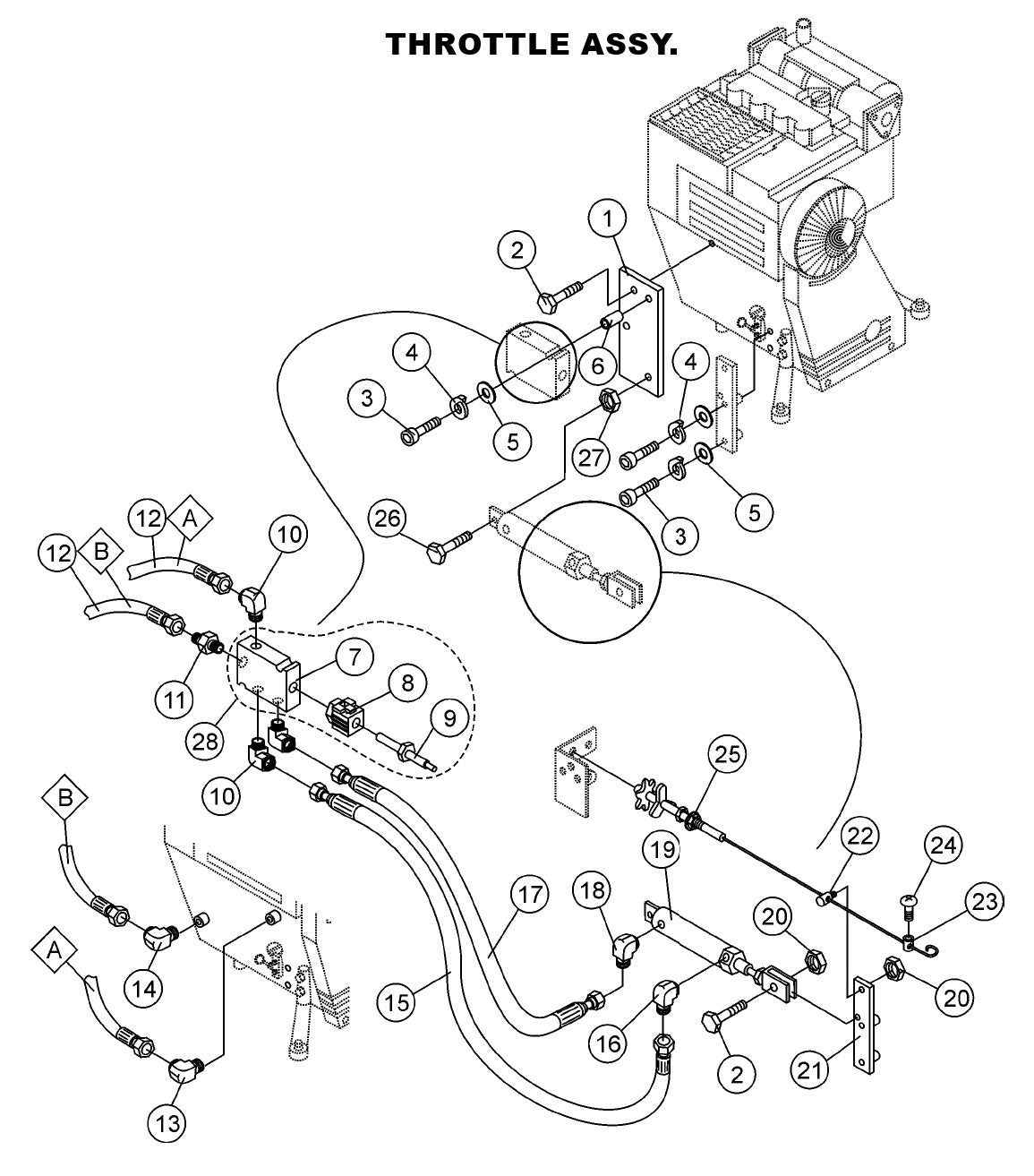 Throttle Assembly Parts-LS-40,  LS-40TD,  LS-50TD DEUTZ F4L2011, BF4L2011 Diesel Engine