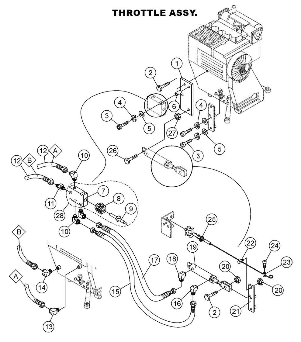 Throttle Assembly Parts-LS-40,  LS-40TD,  LS-50TD DEUTZ F4L2011, BF4L2011 Diesel Engine