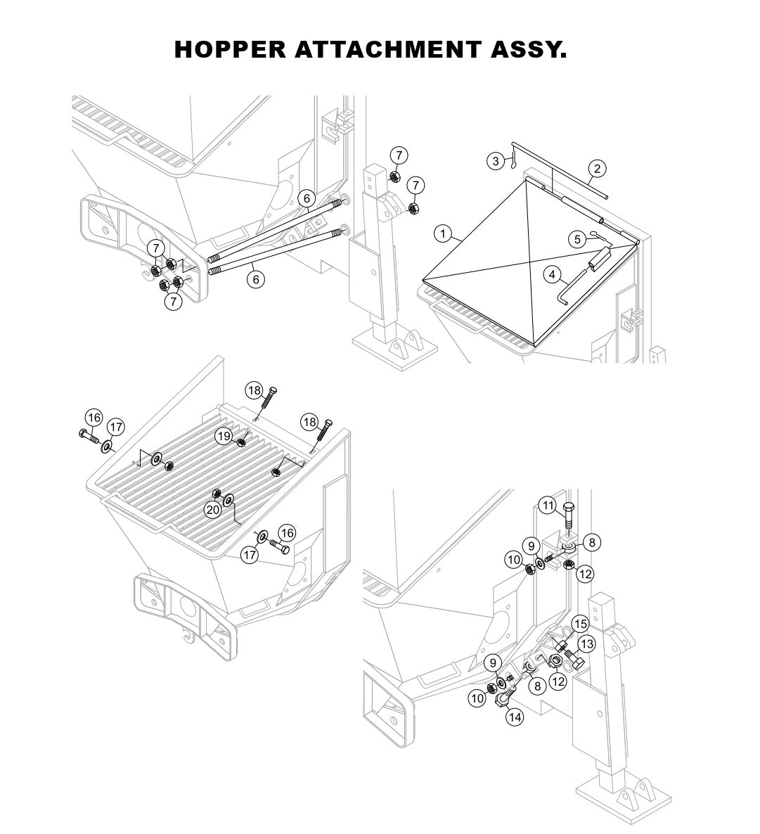 Hopper Attachment Assembly Parts-LS400, LS500 DEUTZ F4L2011, BF4L2011 Diesel Engine