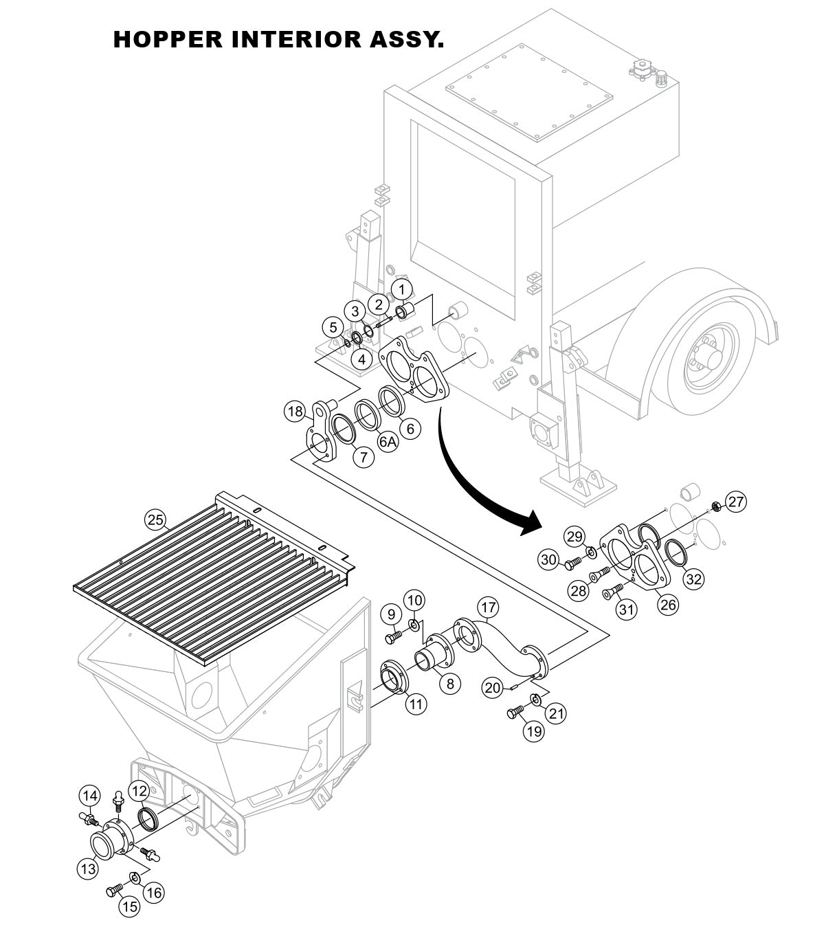 Hopper Interior Assembly Parts-LS400, LS500 DEUTZ F4L2011, BF4L2011 Diesel Engine